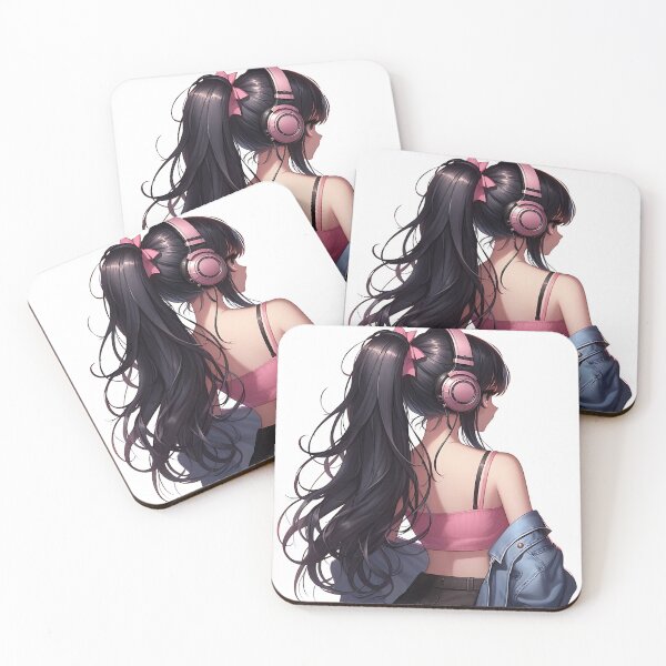 Item preview, A Girl in casuals, wearing headphones and turning to the side designed and sold by sks-ai-artist.