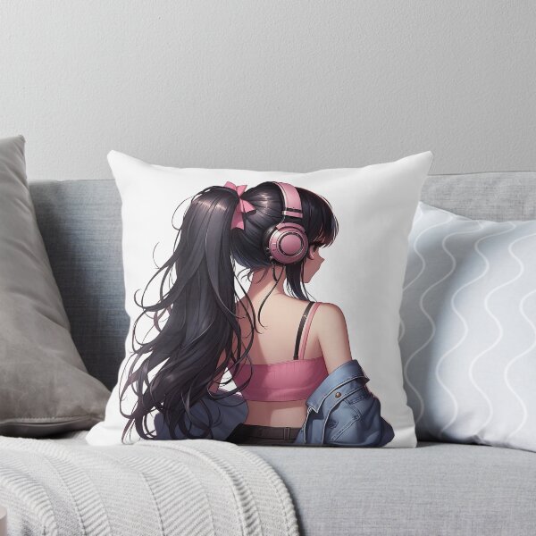 Item preview, A Girl in casuals, wearing headphones and turning to the side designed and sold by sks-ai-artist.