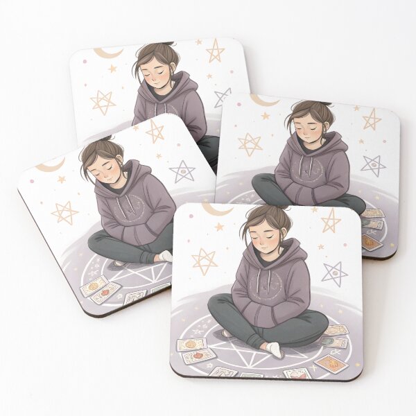 Item preview, Cozy Witch with Tarot Cards Sticker designed and sold by DuskTillDown.