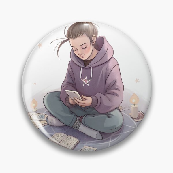 Item preview, Cozy Witch with Tarot Cards Sticker designed and sold by DuskTillDown.