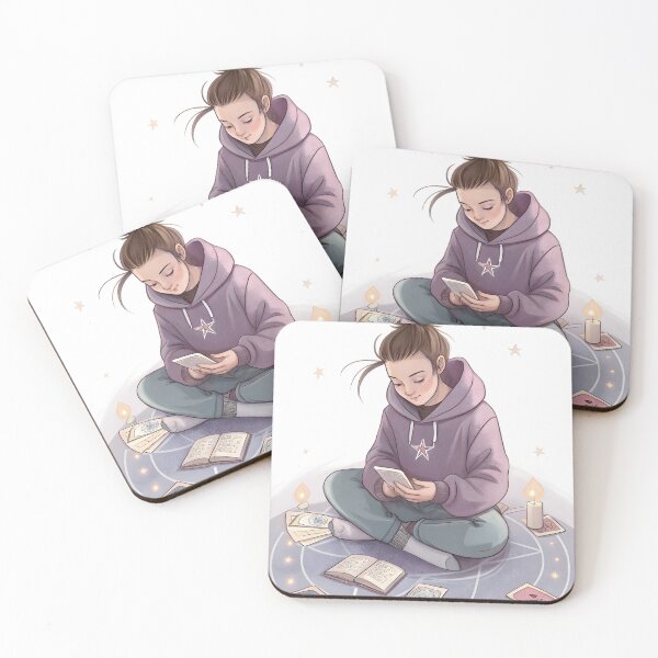 Item preview, Cozy Witch with Tarot Cards Sticker designed and sold by DuskTillDown.