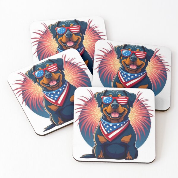 Item preview, Rottweiler Dog with Fireworks & Flag designed and sold by CreatvShop.
