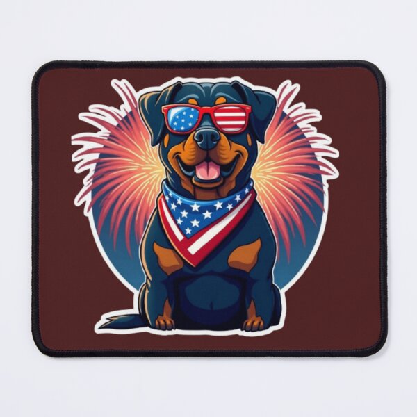 Item preview, Rottweiler Dog with Fireworks & Flag designed and sold by CreatvShop.