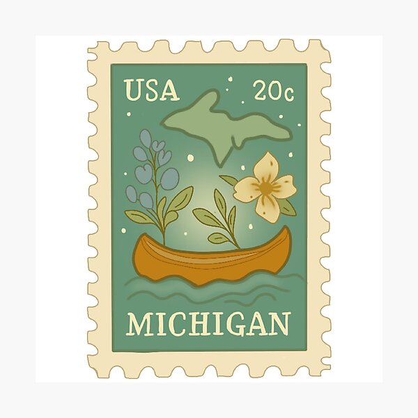 Item preview, Michigan State Stamp  designed and sold by Peachanddaisy.