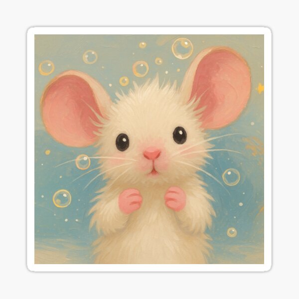 Aperçu de l'œuvre Souris mignonne et moelleuse avec des bulles créée et vendue par catherinejofi.
