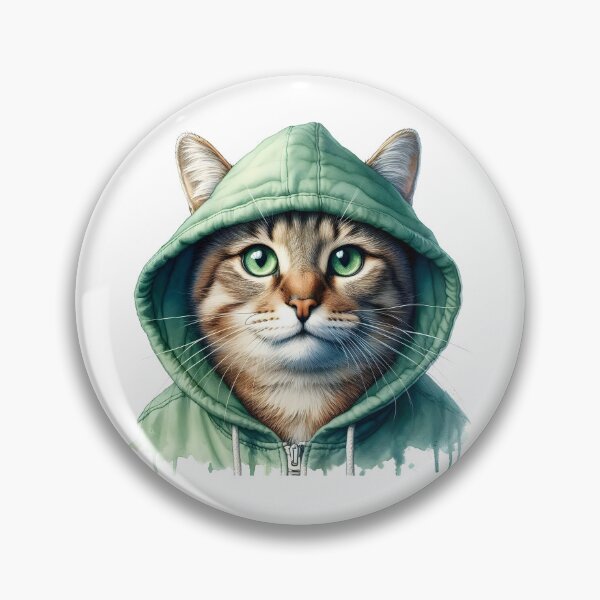 Item preview, Cool Cat in a Hoodie Green-Eyed Tabby designed and sold by TuckerLogan.