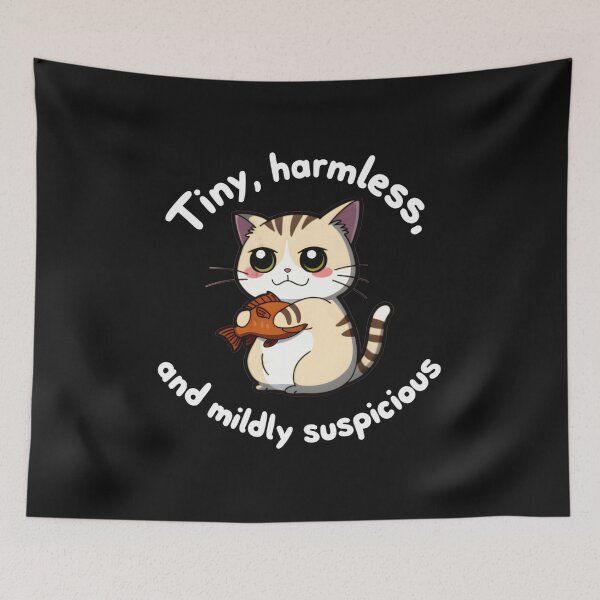 Item preview, Tiny Harmless Suspicious Cat Funny Kawaii Cat For Cat Lovers designed and sold by ViktoonShirts.