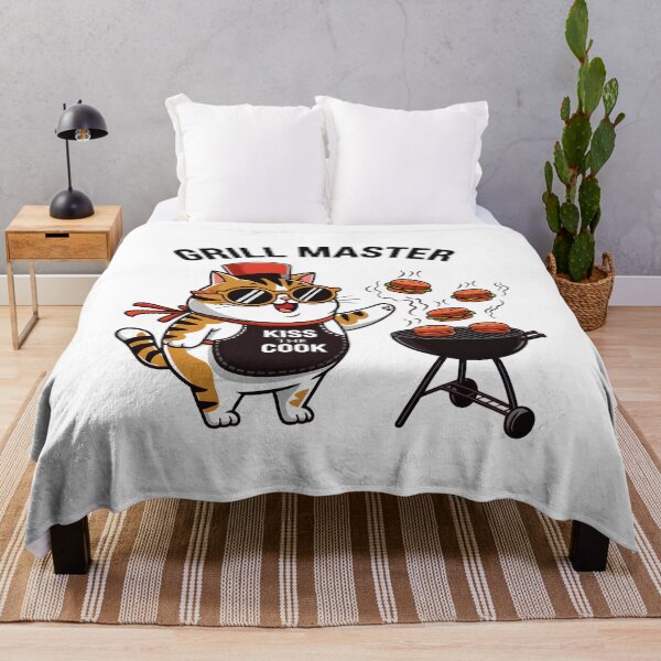 Item preview, Grill Master Cat Funny BBQ Chef Cat Kiss the Cook Burger designed and sold by ViktoonShirts.