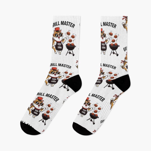 Item preview, Grill Master Cat Funny BBQ Chef Cat Kiss the Cook Burger  designed and sold by ViktoonShirts.