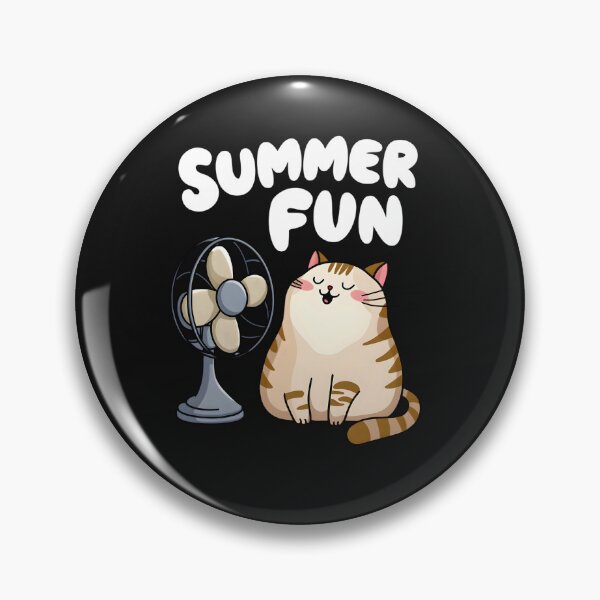 Item preview, Cute Summer Cat with Fan Funny Chubby Kitty Enjoying Summer Breeze designed and sold by ViktoonShirts.