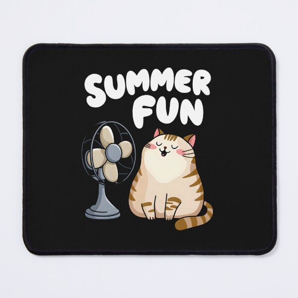 Item preview, Cute Summer Cat with Fan Funny Chubby Kitty Enjoying Summer Breeze designed and sold by ViktoonShirts.