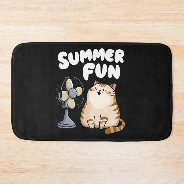 Item preview, Cute Summer Cat with Fan Funny Chubby Kitty Enjoying Summer Breeze designed and sold by ViktoonShirts.