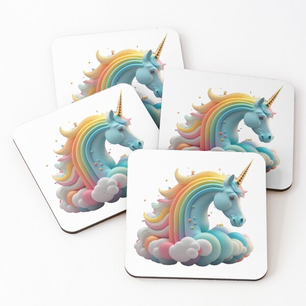 Item preview, Abstract 3d unicorn and rainbow on clouds designed and sold by elkuni.