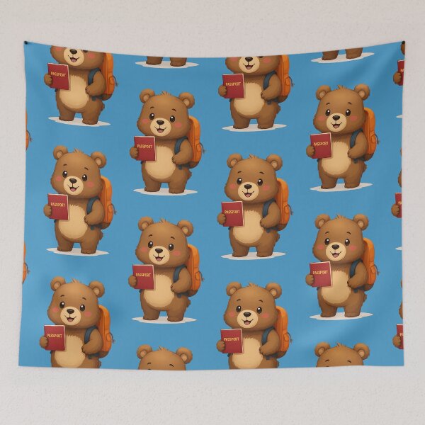 Item preview, Travel Bear with Backpack and Passport designed and sold by Fikuall.