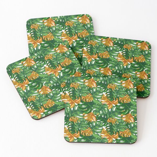 Item preview, Green and gold monstera leafs pattern designed and sold by jancajiravova.