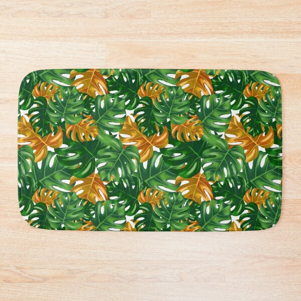 Item preview, Green and gold monstera leafs pattern designed and sold by jancajiravova.