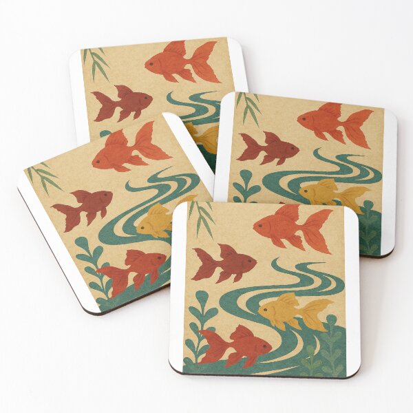 Item preview, Elegant Goldfish in Edo Style – Japanese Collage Art designed and sold by ZenWhisper.