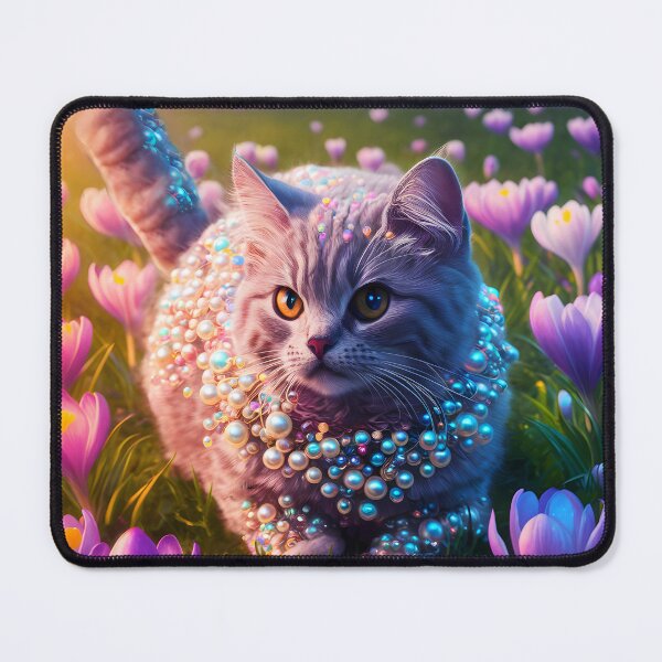 Item preview, Pearled Whiskers in the Crocus Meadow Grey tabby cat art designed and sold by EmeraldeaArt.