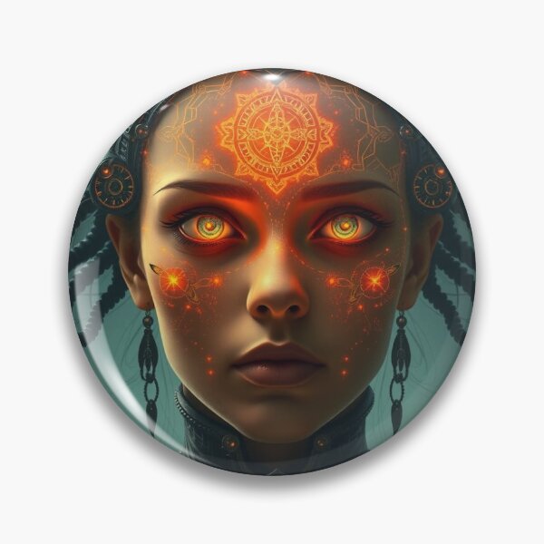 Artikelvorschau, Leuchtende Vision – A face of light and mystery, where patterns and emotions merge into artistic brilliance entworfen und verkauft von FotoworldEdel.