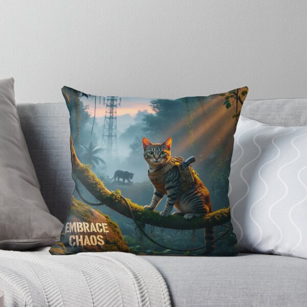 Item preview, jungle survivor cat embrace chaos art designed and sold by j-2k.