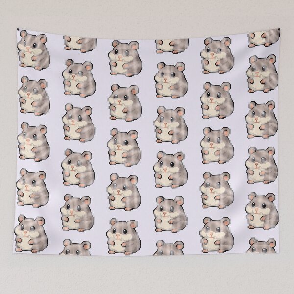 Item preview, Pixeled hamster (blue) designed and sold by Brain Fart Buffet.