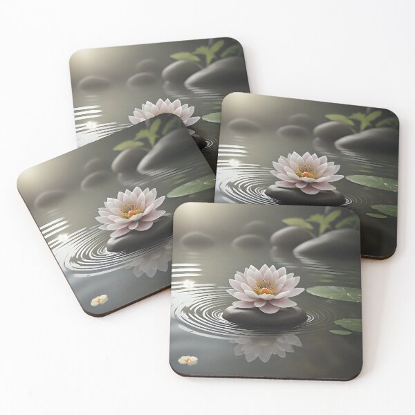 Item preview, Zen inspired illustration of water lilies  designed and sold by elkuni.