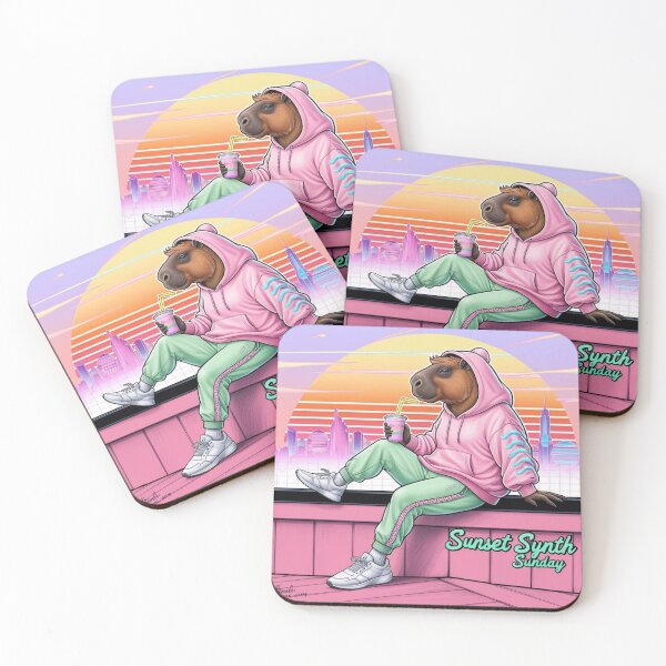 Item preview, Capybara Chill – Sunset Synth Sunday designed and sold by BukJus.