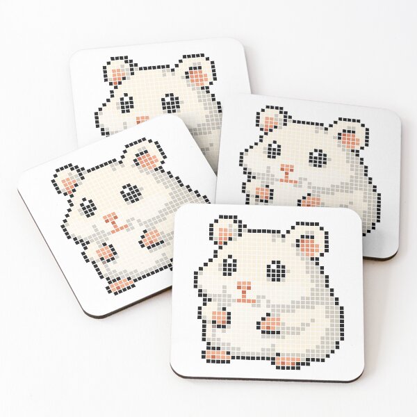 Item preview, Pixeled hamster (white) designed and sold by Brain Fart Buffet.