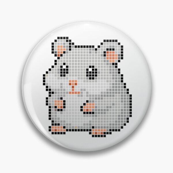 Item preview, Pixeled hamster (silver) designed and sold by Brain Fart Buffet.