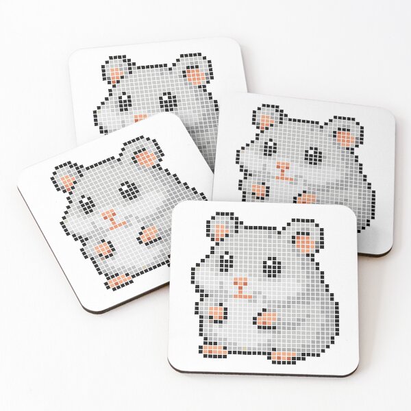 Artikelvorschau, Gepixelter Hamster (silber) entworfen und verkauft von Brain Fart Buffet.