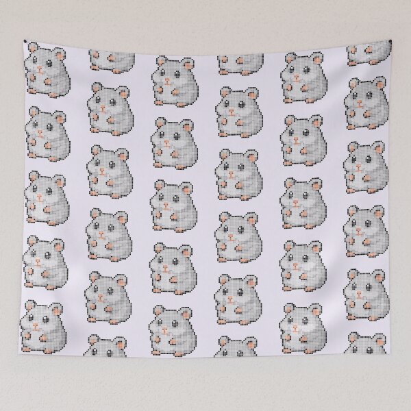 Item preview, Pixeled hamster (silver) designed and sold by Brain Fart Buffet.