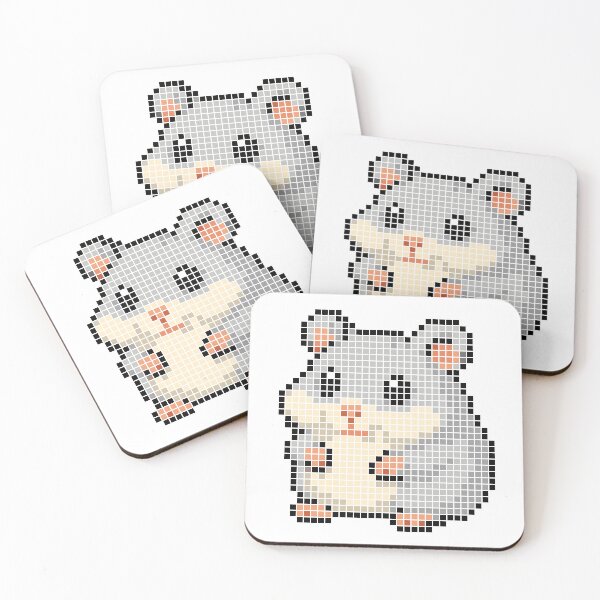 Artikelvorschau, Gepixelter Hamster (hellgrau) entworfen und verkauft von Brain Fart Buffet.