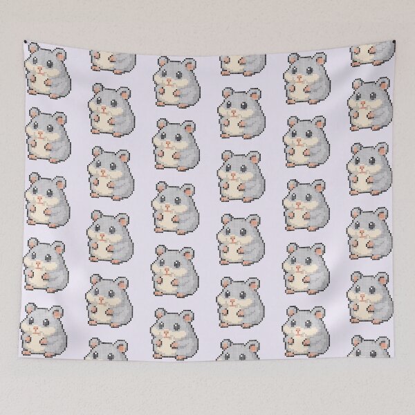 Item preview, Pixeled hamster (light grey) designed and sold by Brain Fart Buffet.