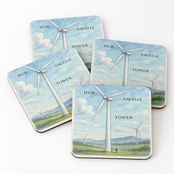 Item preview, Wind Turbine in Nature – Artistic Watercolor Tribute designed and sold by Yanoma.