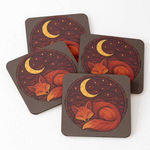 Item preview, Warm Stained Glass Sleeping Fox Design designed and sold by AetherLightArt.