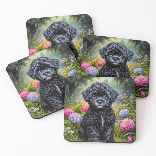 Item preview, Parker Black Maltipoo Puppy Portrait Painting designed and sold by Heart and Soul Studio.