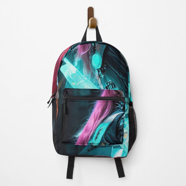 Item preview, Turquoise and Pink Neon Girl – Digital Cyberpunk Beauty designed and sold by ArtiQreate.