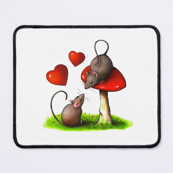 Item preview, Mice in Love Mouse on Toadstool Red Hearts Cute Artwork designed and sold by JoyfulWhimsy.