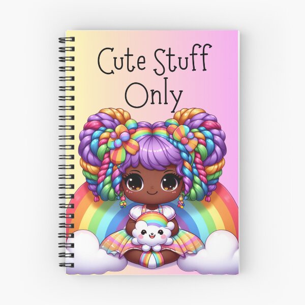 Item preview, Cute Stuff Only – Pink Kawaii Rainbow Chibi Girl Notebook for Notes, Doodles & Happy Vibes designed and sold by Pandi-makes.