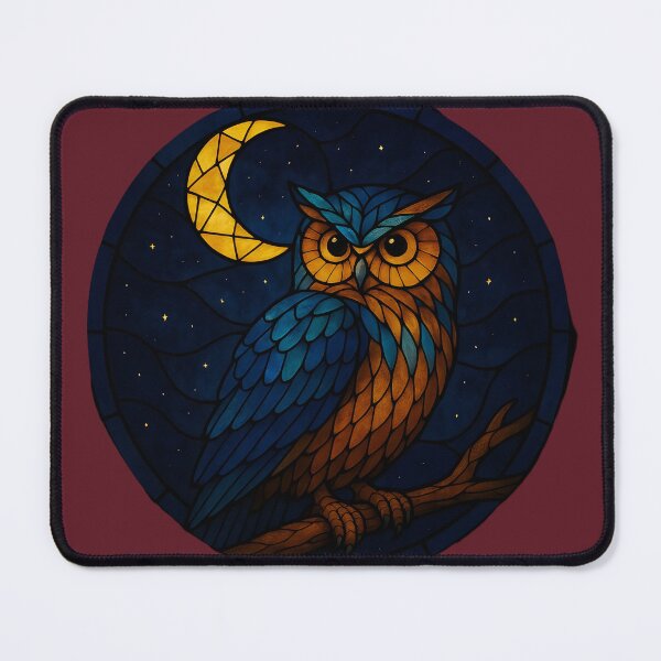Item preview, Blue Orange Owl Stained Glass Art designed and sold by AetherLightArt.