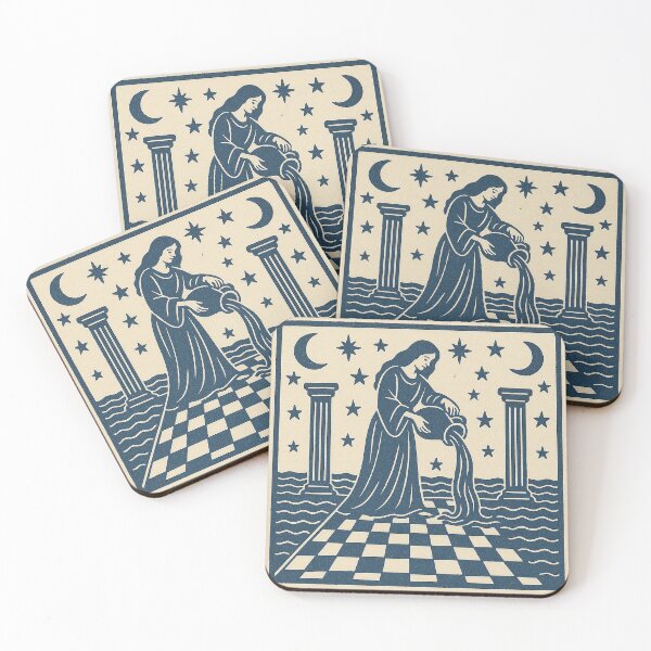 Item preview, Aquarius Zodiac Tarot Print – Water Bearer Mystic Wall Art designed and sold by weirdfishes123.