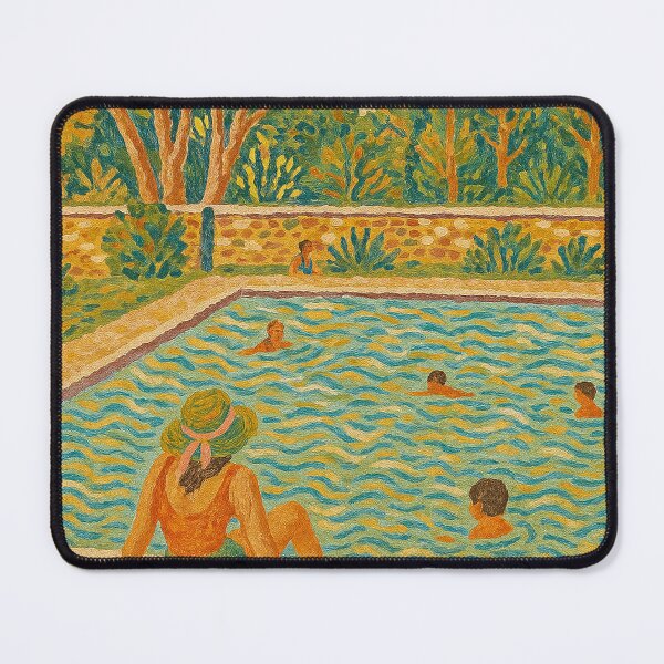 Item preview, Vintage Pool Party Scene – Retro Summer Day Painting designed and sold by weirdfishes123.