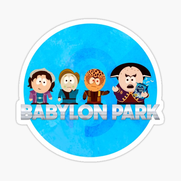 Babylon Park – Retro Sci-Fi Parody Mashup Design Sticker