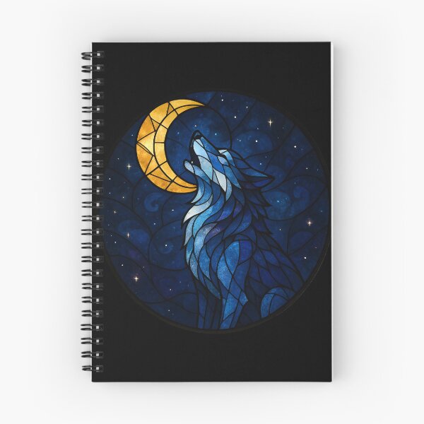 Item preview, Mystic Lunar Wolf Stained Glass Design designed and sold by AetherLightArt.