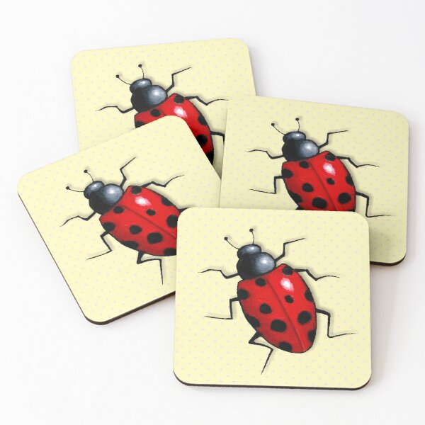 Item preview, Ladybug, Ladybird on Yellow, Insect, Dotted Background: Art designed and sold by JoyfulWhimsy.