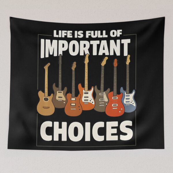 Item preview, Funny Guitar Shirt Life Is Full Of Important Choices For Music Lovers & Rock Fans designed and sold by DrawHandArt.