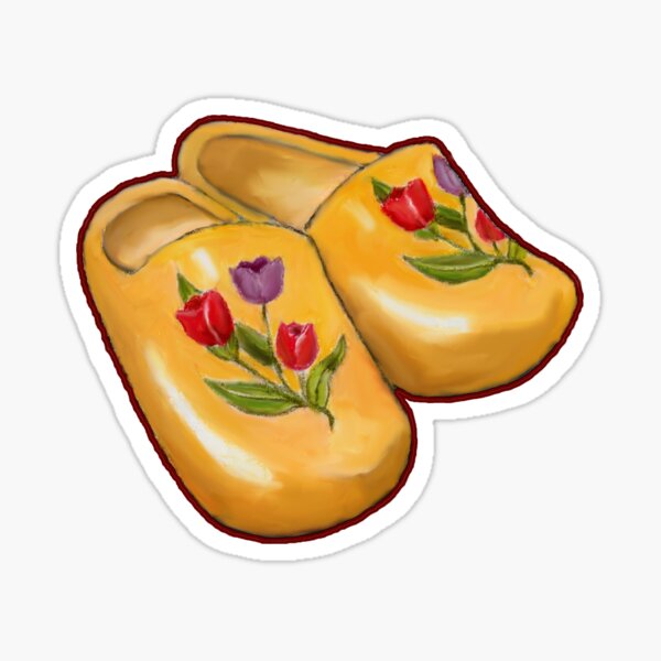 Item preview, Dutch Wooden Shoes with Tulips, Klompen, Clogs, Drawing, Art designed and sold by JoyfulWhimsy.