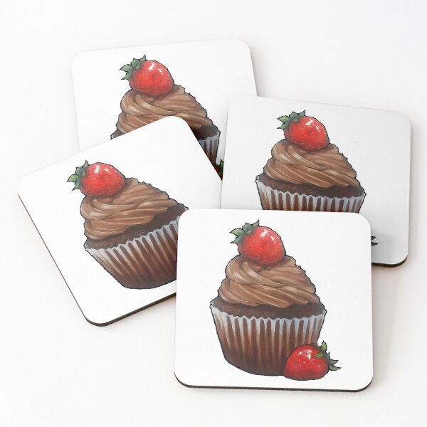 Item preview, Chocolate Cupcake, Strawberry, Painting, Food Art, Baking designed and sold by JoyfulWhimsy.