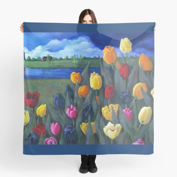 Item preview, Dutch Tulips, Hand Painted Flowers, Holland, Windmill, Painting, Art designed and sold by JoyfulWhimsy.