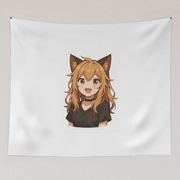Item preview, Cute Anime Cat Girl Portrait with Playful Smile designed and sold by Amr Siam.
